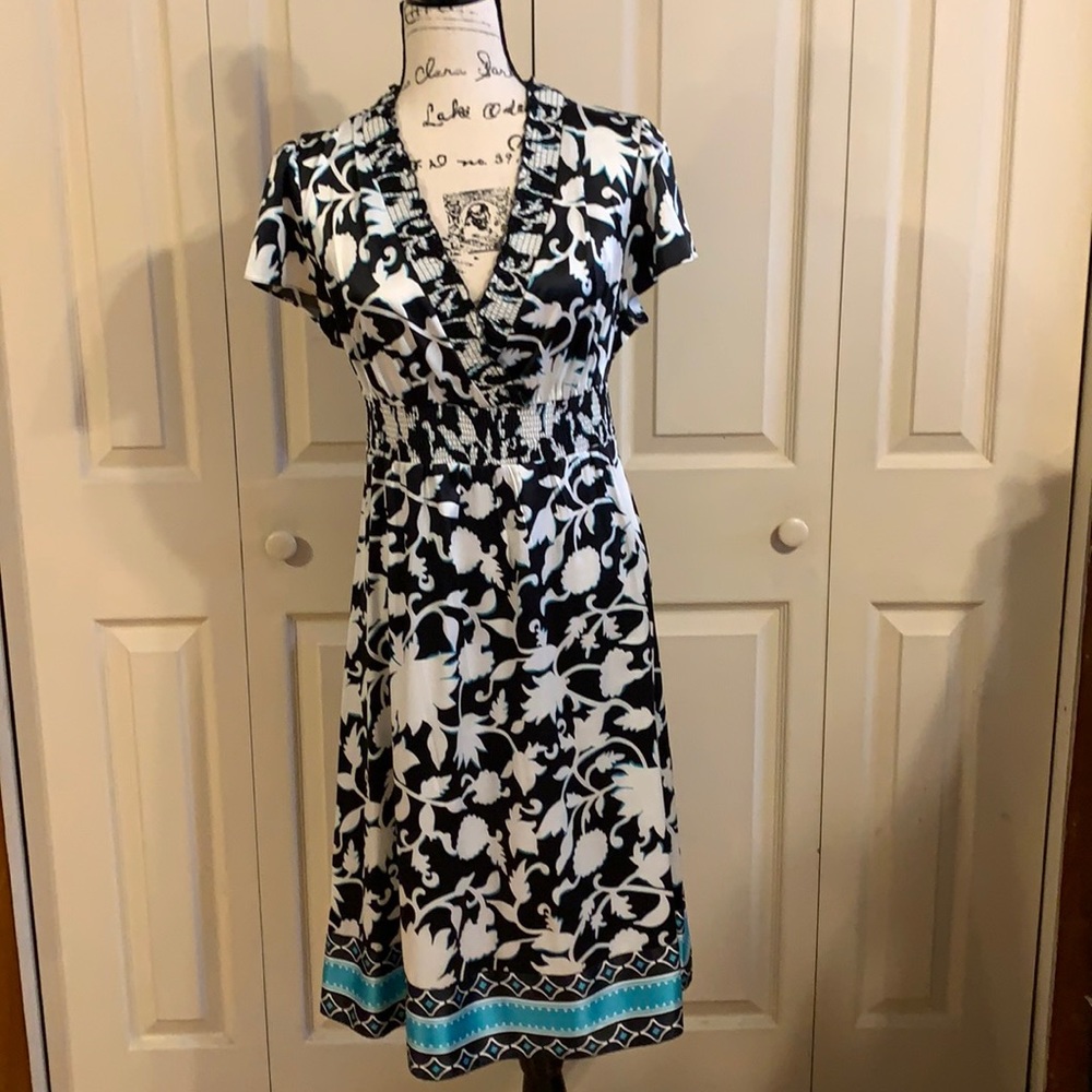B&W floral print dress